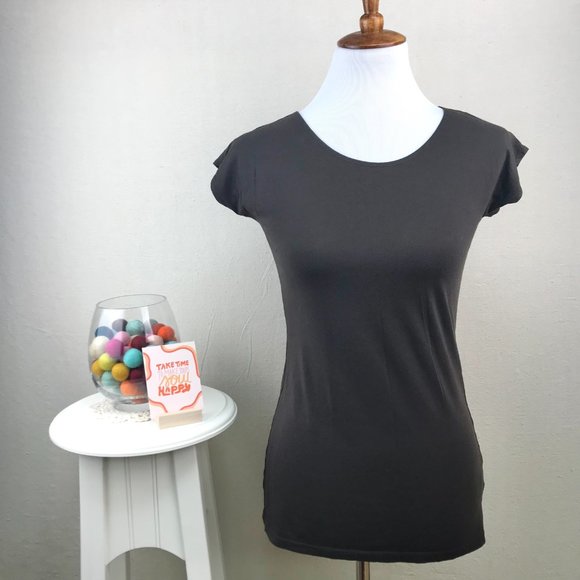 Style & Co Espresso Brown Cap Sleeve Lightweight Top - Picture 7 of 11